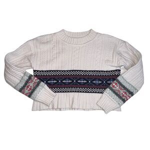 Free Assembly Sweater Women Large 10/12 Cropped Christmas Winter Holiday Sweater